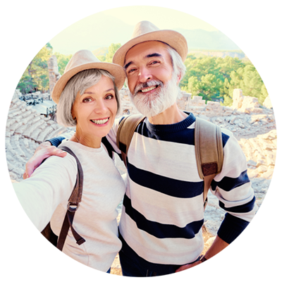 middle aged couple traveling