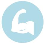 muscle muscle icon on blue circle