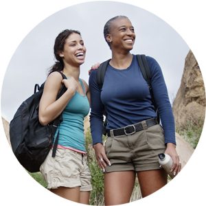 women hiking