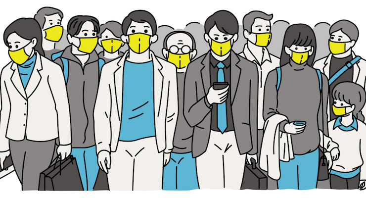 people with masks graphic of people with masks