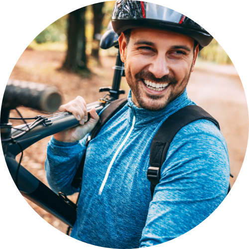 happy health man biking outdoors
